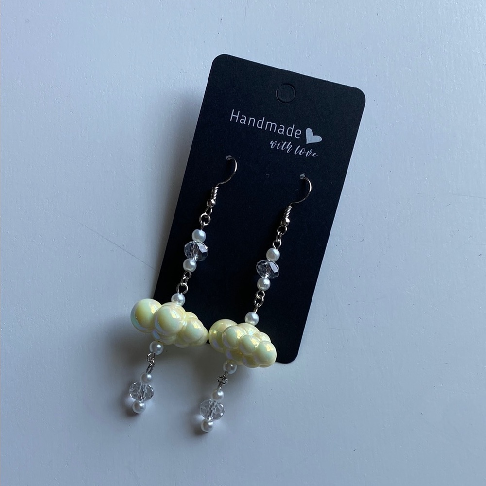 Handmade Yellow and White Cloud Earrings
